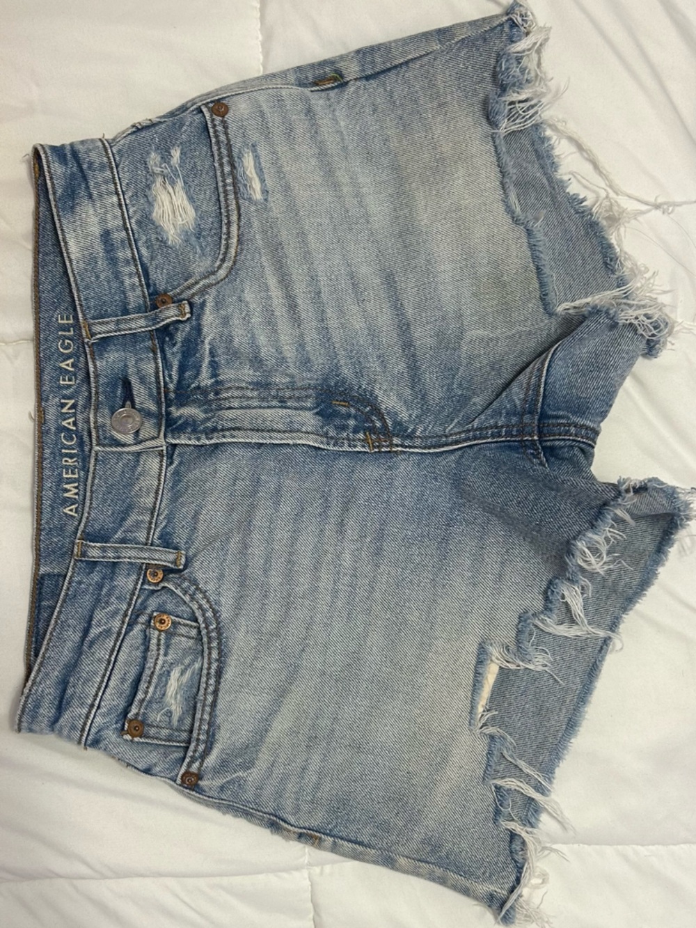 American Eagle Light Blue Distressed Denim Shorts